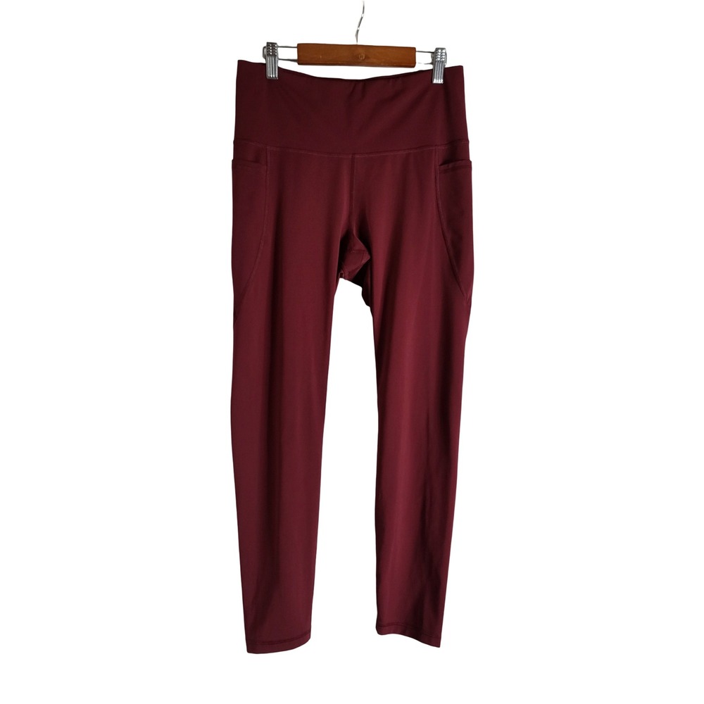 Old Navy Active Elevate Go-Dry High Waisted Pocket Leggings Burgundy Autumnal